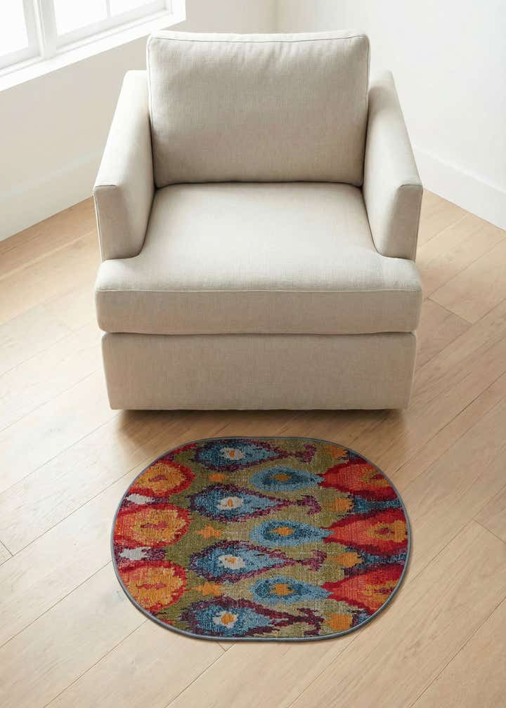 2' 2 x 3' Easy-Clean Modern Indoor / Outdoor Oval Rug