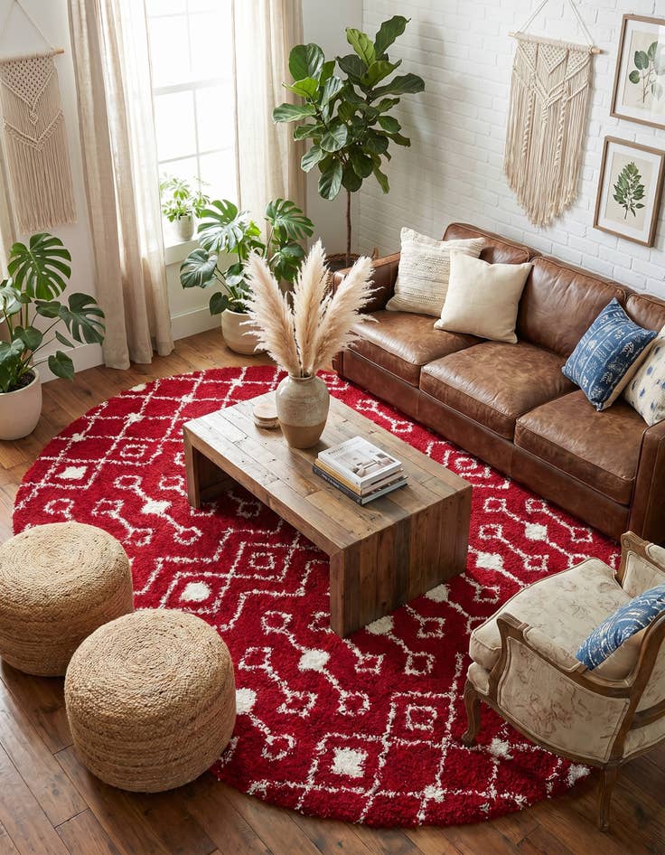 Detail image of 7' 10 x 10' Moroccan Trellis Shag Oval Rug