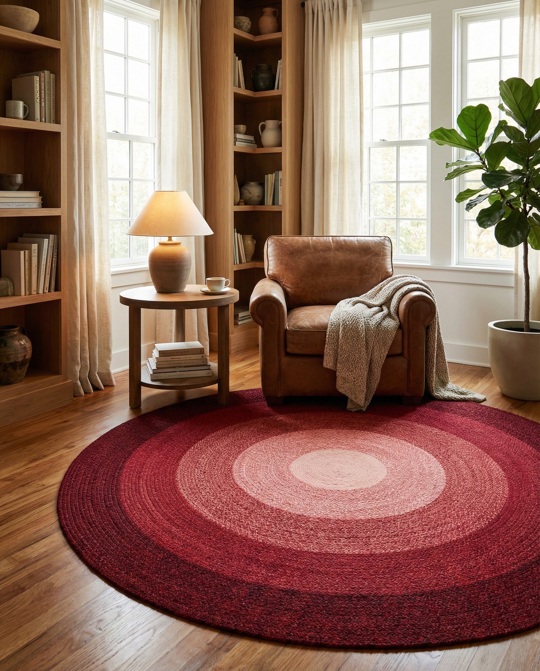 7' 10 x 7' 10 Handmade Hand Braided Wool Round Rug