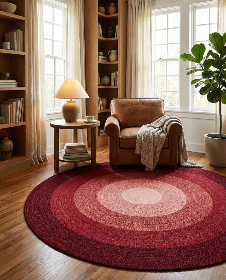7' 10 x 7' 10 Handmade Hand Braided Wool Round Rug