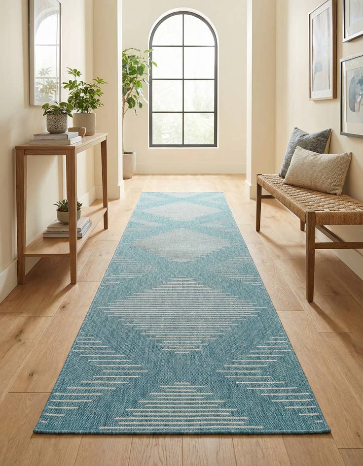 Detail image of 3' 3 x 12'  Washable Modern Indoor / Outdoor Runner Rug