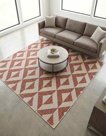 Rust Red Easy-Clean Jill Zarin Napa Indoor / Outdoor Square Rug