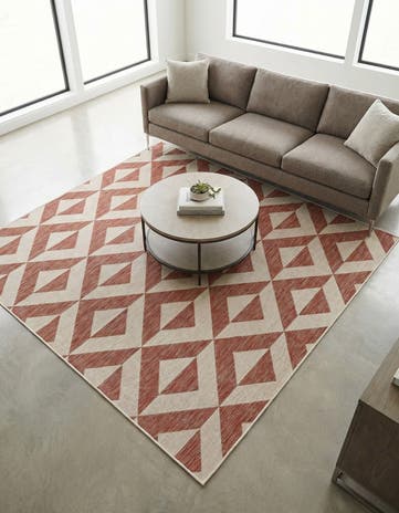 Rust Red Easy-Clean Jill Zarin Napa Indoor / Outdoor Square Rug
