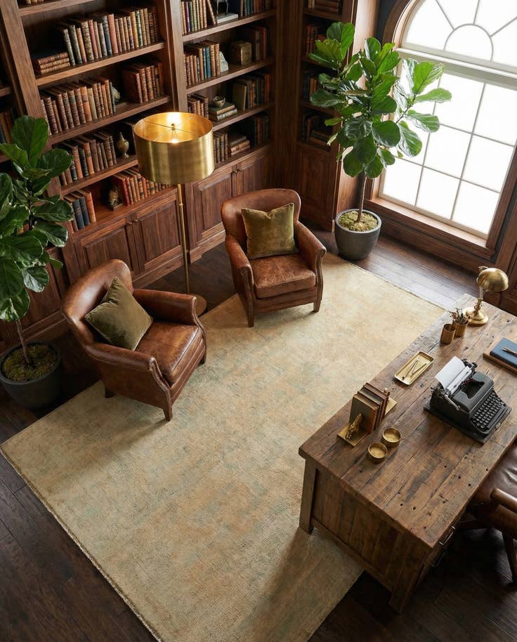Detail image of 6' 6 x 9' 8 Hand Knotted Oushak Wool Rug