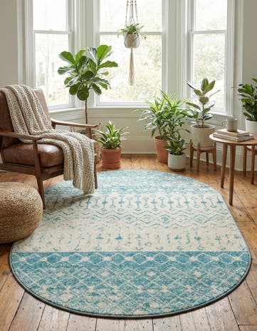 4' x 6' Moroccan Trellis Oval Rug