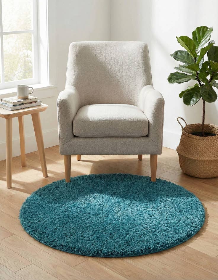 Detail image of  3' x 3' Solid Shag Round Rug