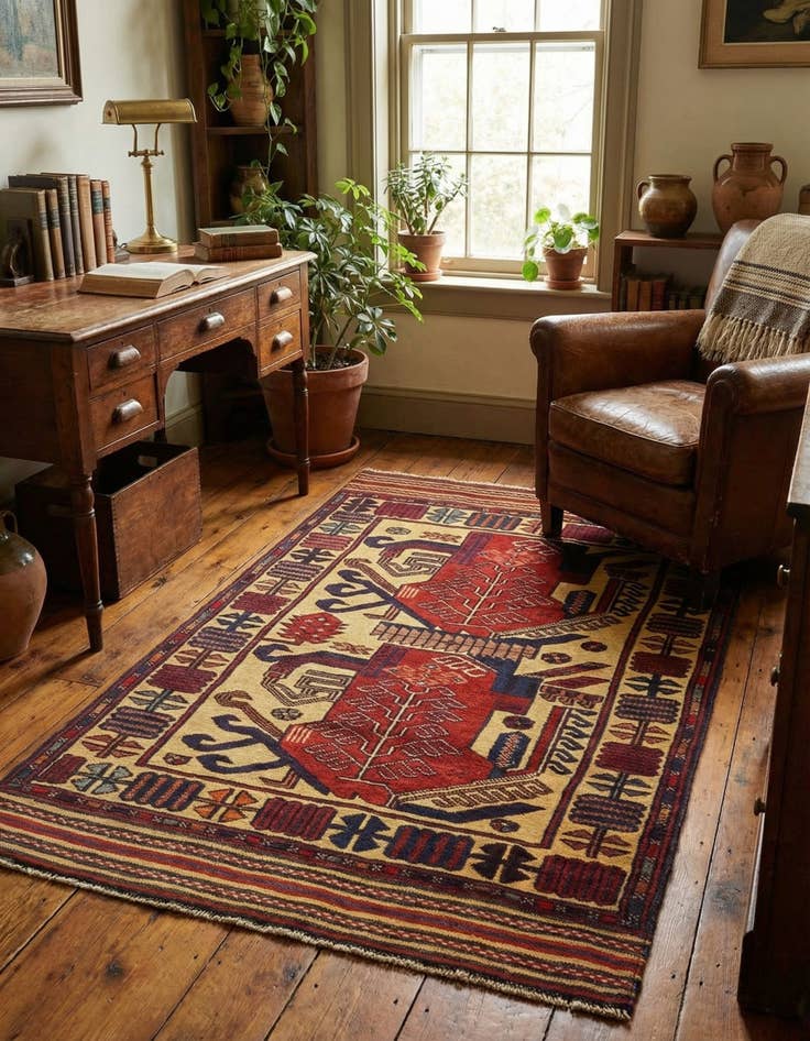 Detail image of 2' 10 x 4' 10 Hand Knotted Sumak Wool Rug