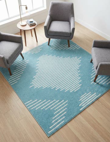 Light Blue Kai Square Rug