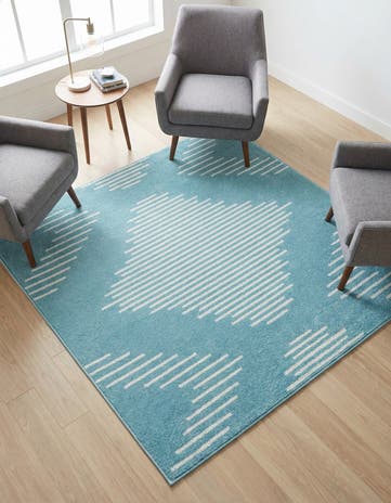 Light Blue Kai Square Rug