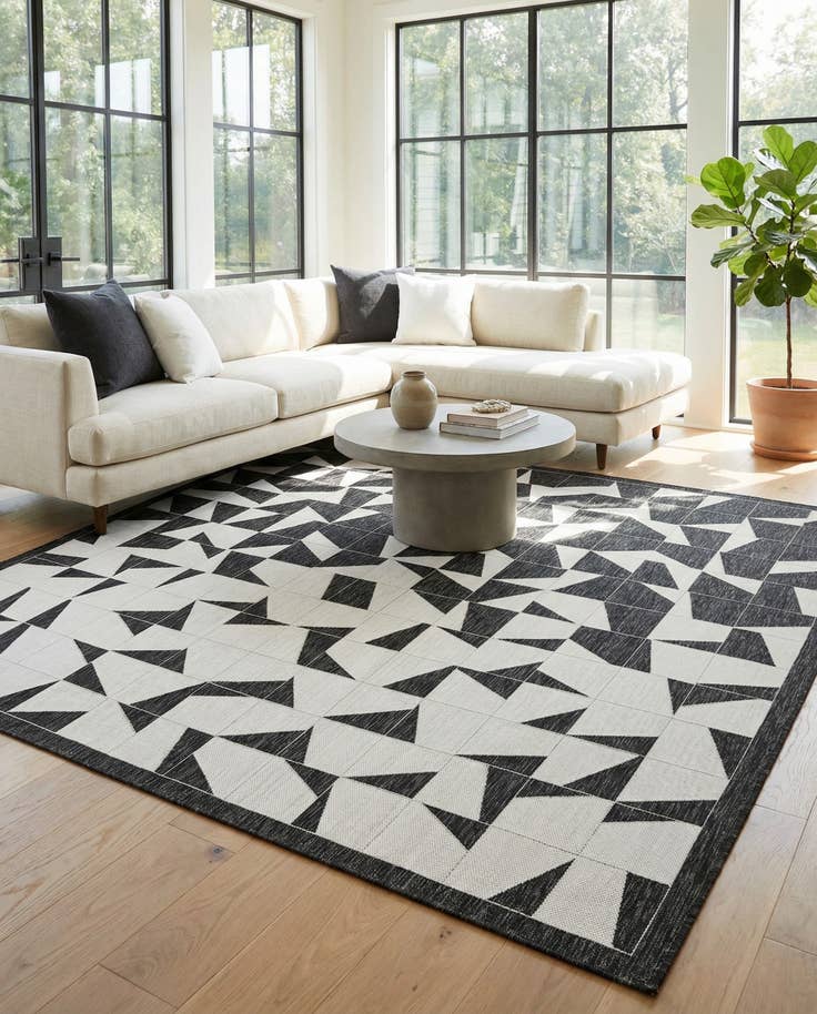 Detail image of 10' x 10' Easy-Clean Modern Indoor / Outdoor Square Rug