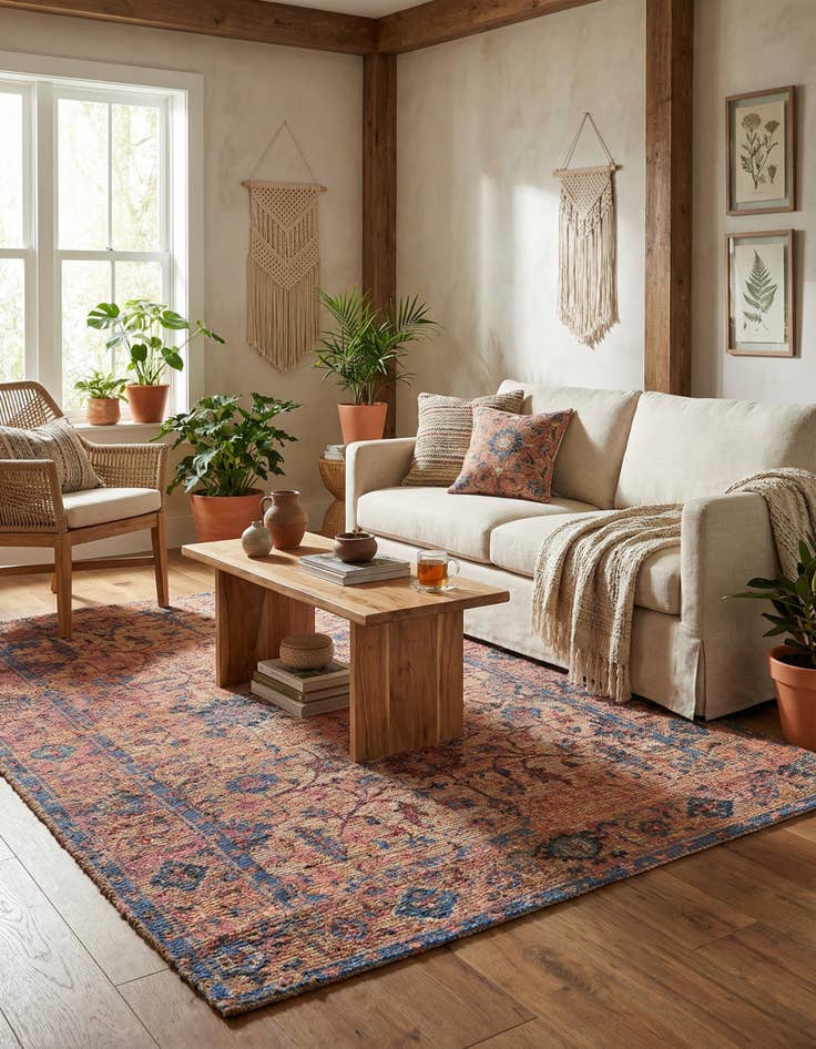 Detail image of 6' 1 x 9' Hand Woven Chenille Jute Rug