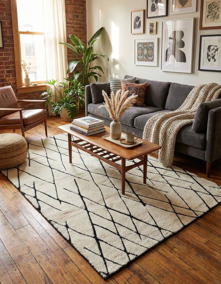 Detail image of 5' x 8' Hand Knotted Moroccan Wool Rug