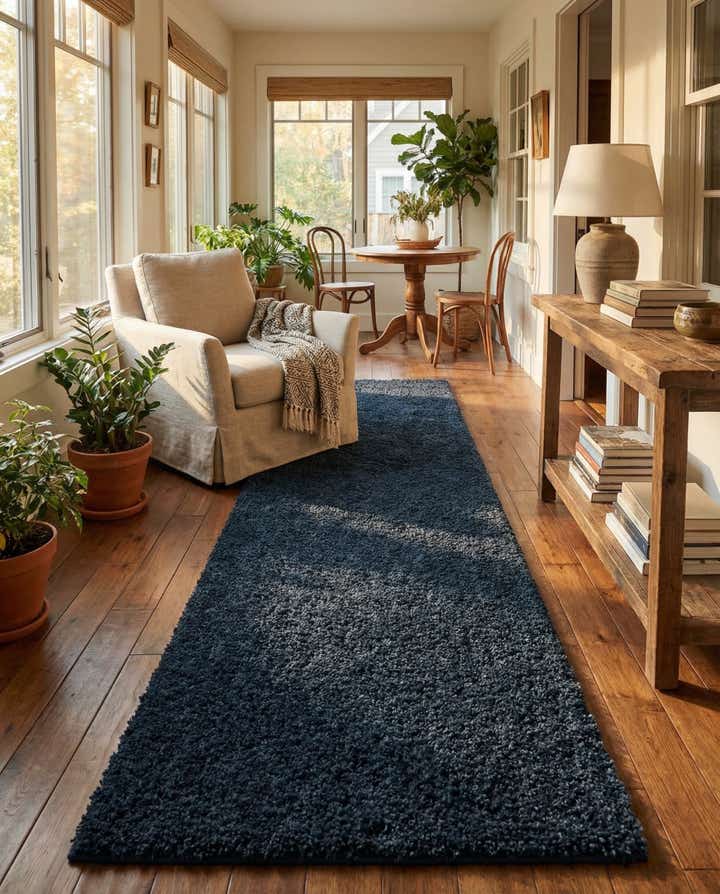 2' 7 x 14' Solid Shag Runner Rug