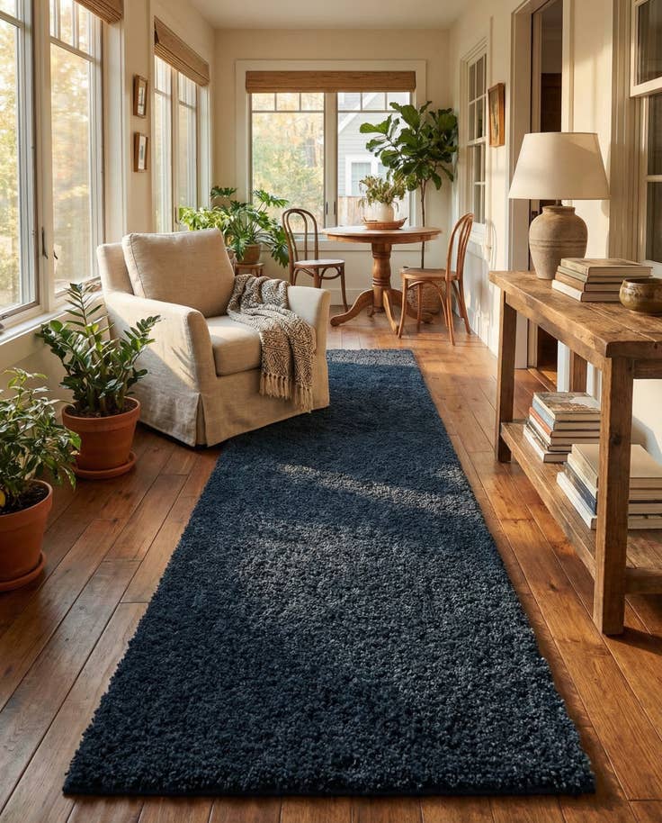 Detail image of 2' 7 x 14' Solid Shag Runner Rug