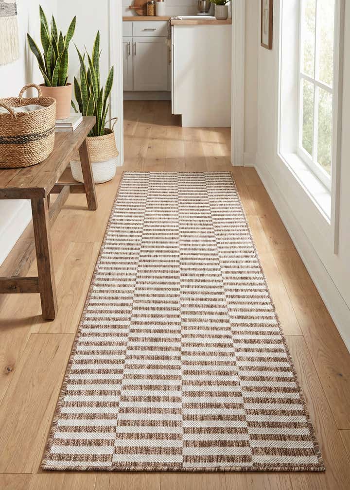 2' x 6' Easy-Clean Striped Indoor / Outdoor Runner Rug