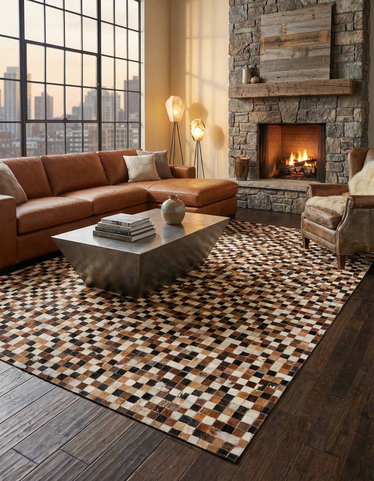 Detail image of 5' 4 x 7' 9 Cowhide Stocks Rug