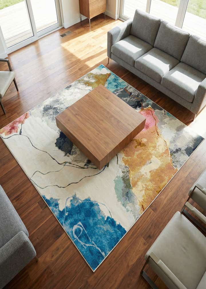 7' 10 x 7' 10 Easy-Clean Modern Indoor / Outdoor Square Rug