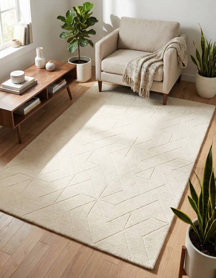 Detail image of 4' 1 x 6' 1 WoolCraft Geometric Rug