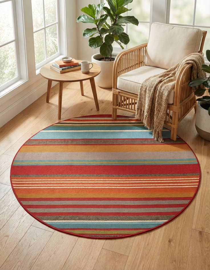 Detail image of 4' x 4' Washable Modern Indoor / Outdoor Round Rug