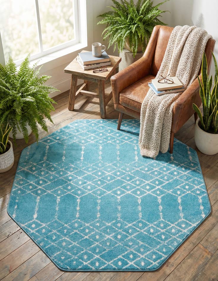 Detail image of 5' 3 x 5' 3 Paxon Trellis Octagon Rug