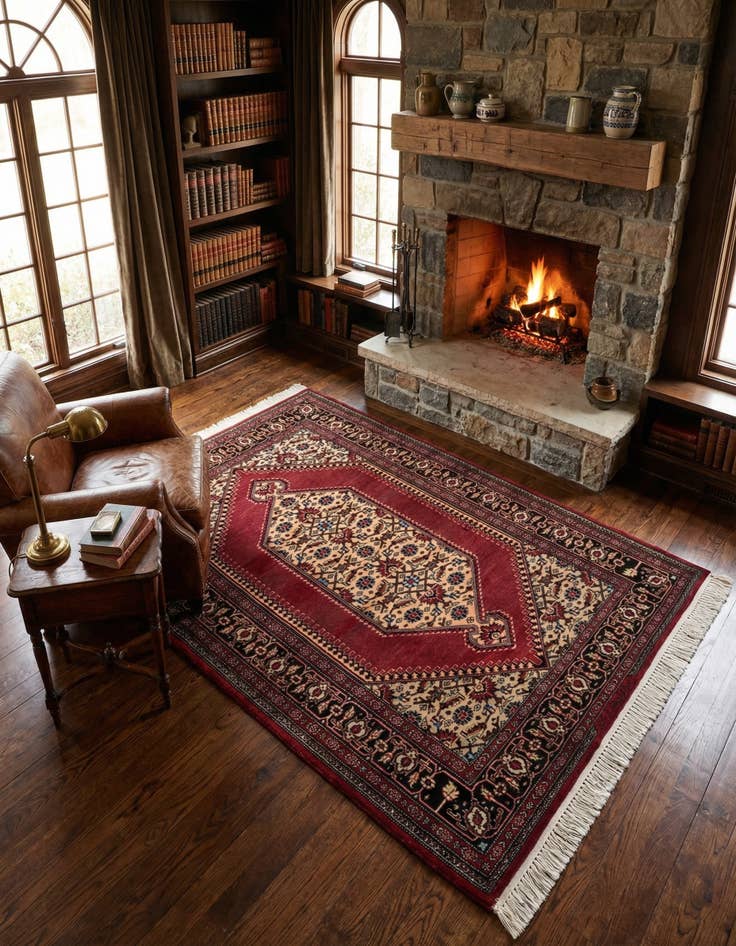 Detail image of 4' 3 x 6' Hand Knotted Lahour Oriental Wool Rug