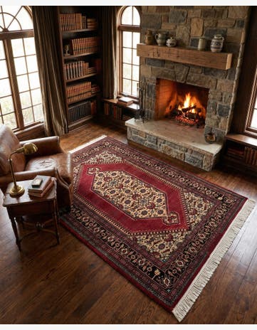 4' 3 x 6' Hand Knotted Lahour Oriental Wool Rug