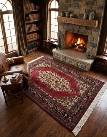 4' 3 x 6' Hand Knotted Lahour Oriental Wool Rug