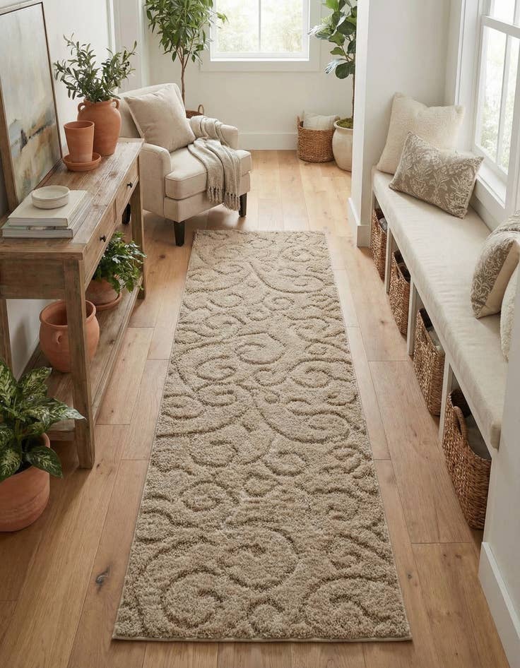 Detail image of  2' 7 x 10' Botanical Shag Runner Rug