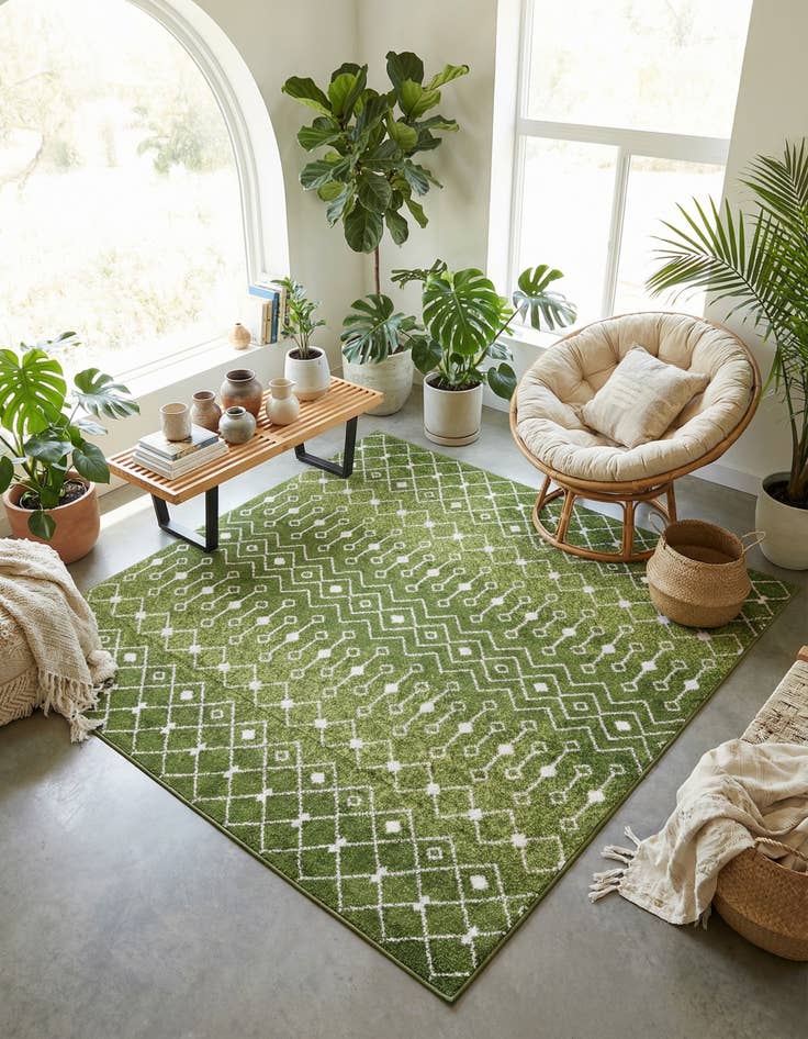 Detail image of 7' 10 x 7' 10 Moroccan Trellis Square Rug