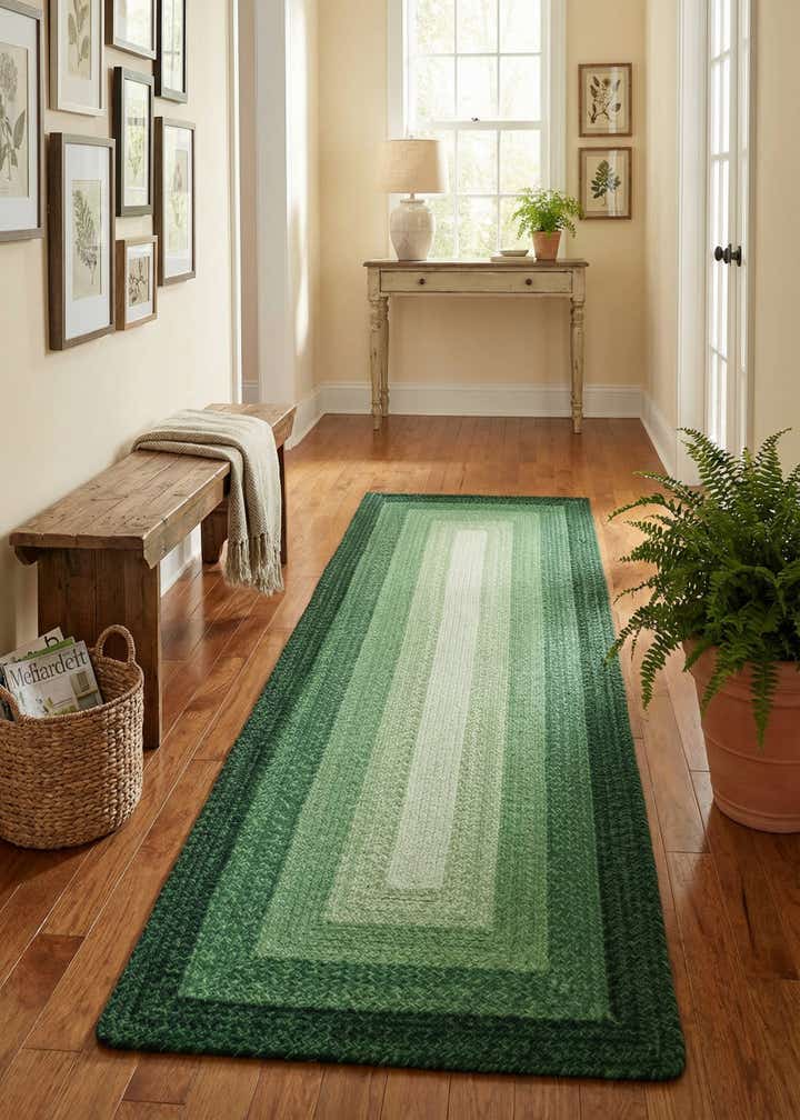 2' 7 x 8' Handmade Hand Braided Wool Runner Rug