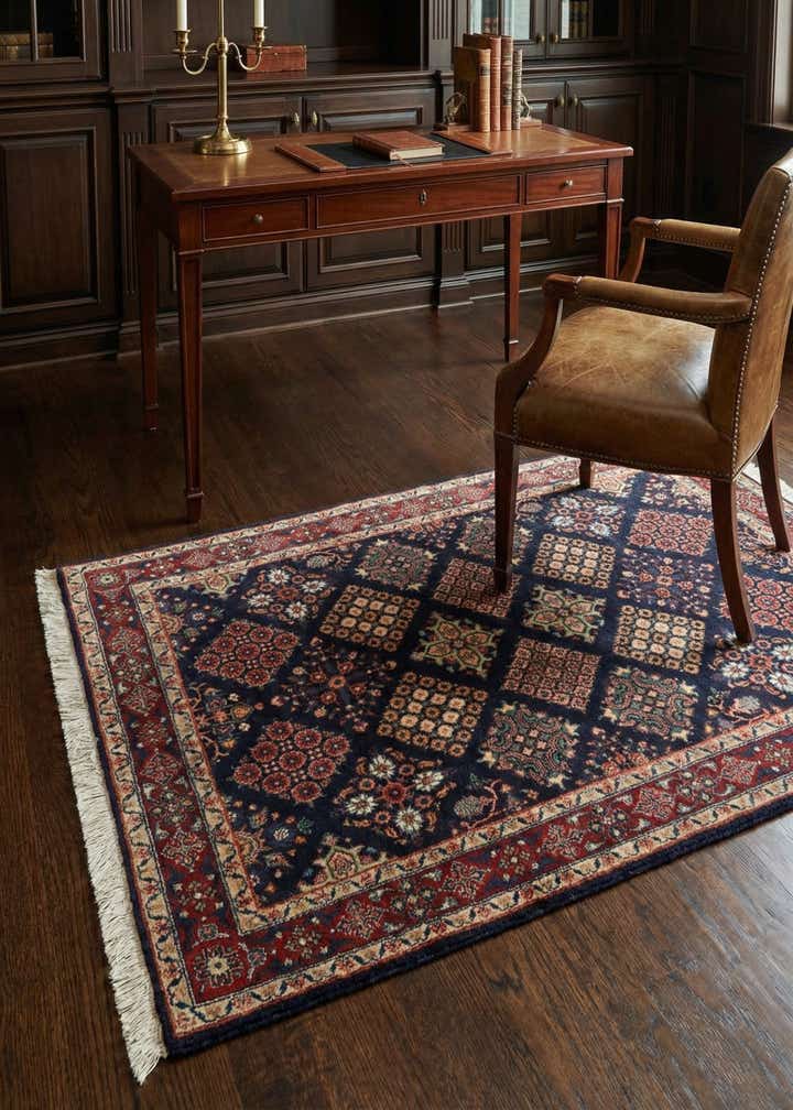 3' 5 x 5' Hand Knotted Sarough Persian Wool Rug
