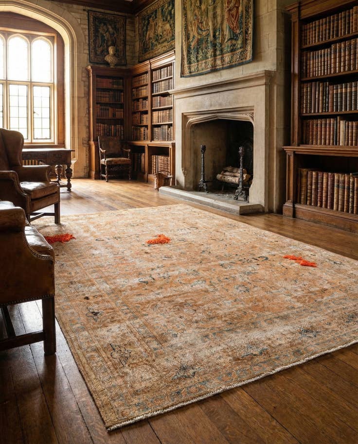 Detail image of 7' 8 x 11' Hand Knotted Ultra Vintage Persian Wool Rug