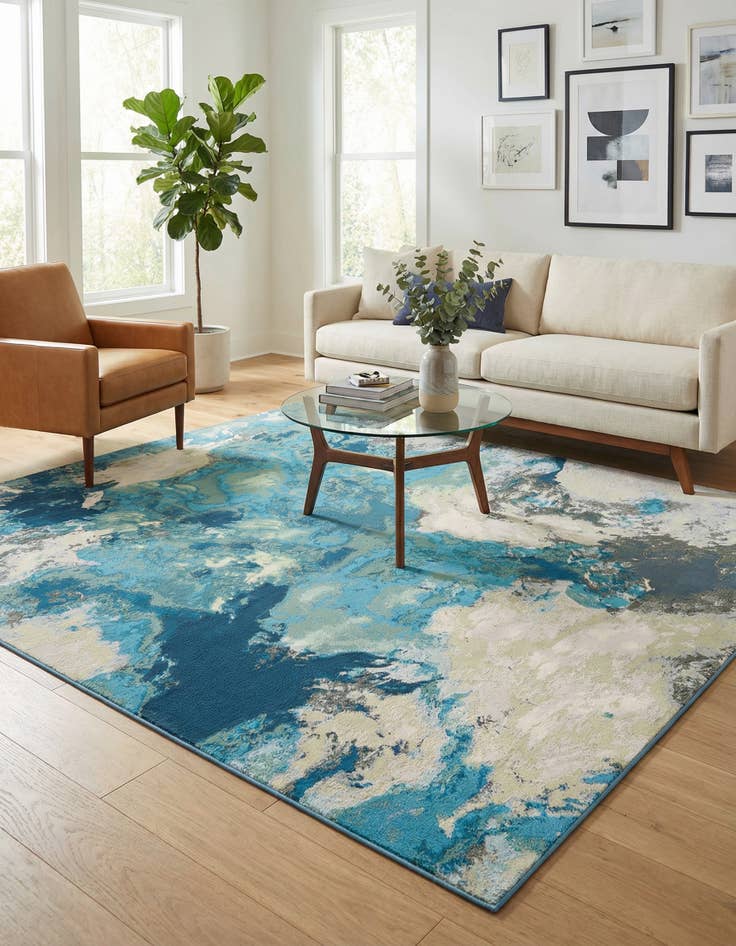 Detail image of 10' x 10' Washable Modern Indoor / Outdoor Square Rug