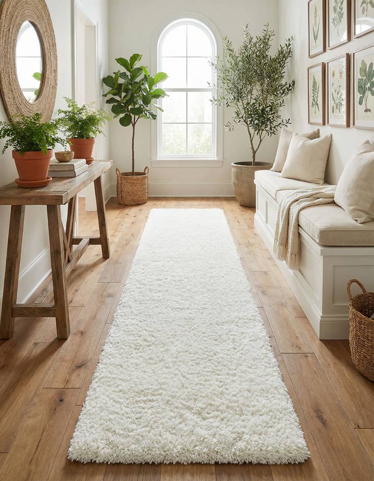 Detail image of 2' 7 x 13' Solid Shag Runner Rug