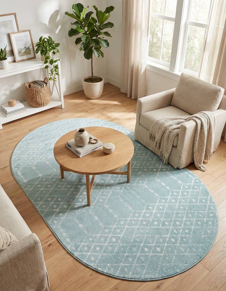 Detail image of 6' 1 x 9' Paxon Trellis Oval Rug