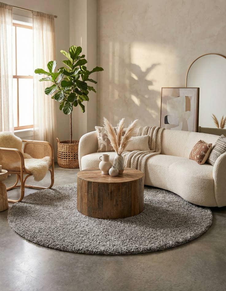 Detail image of  7' x 7' Solid Shag Round Rug