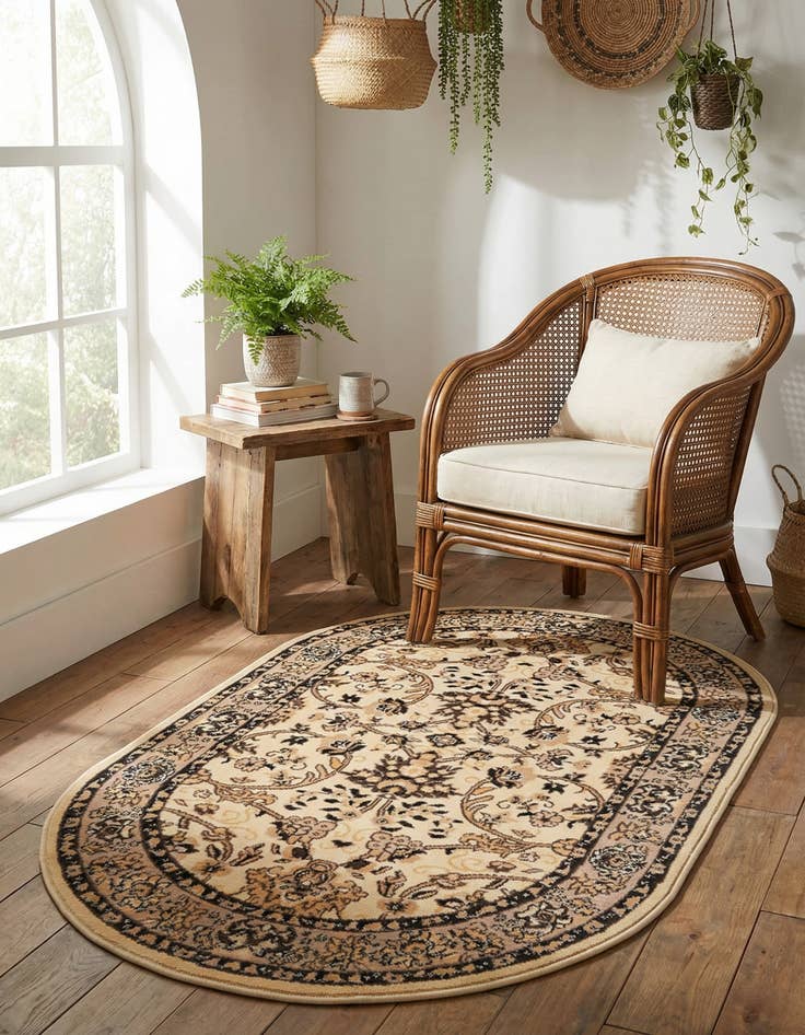 Detail image of 3' x 5' 3 Kashan Design Oval Rug