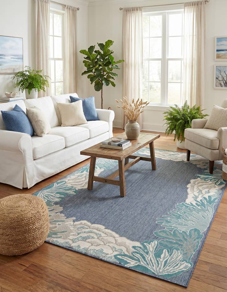 Detail image of 5' 3 x 8' Easy-Clean Coastal Indoor / Outdoor Rug
