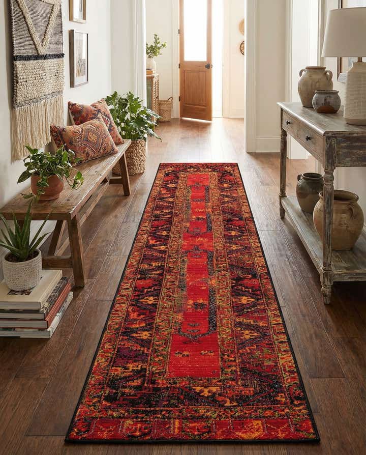 2' x 8' Easy-Clean Tribal Indoor / Outdoor Runner Rug