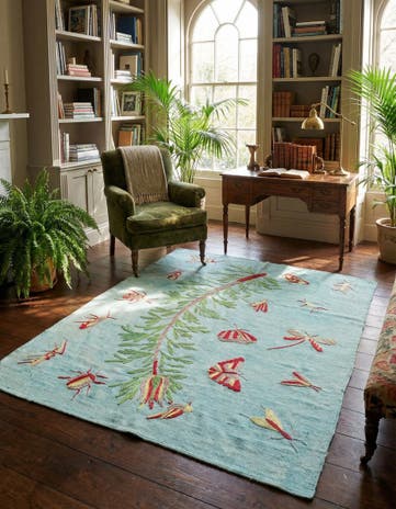 5' 3 x 6' 3 Hand Woven Kilim Suzani Wool Rug