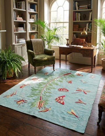5' 3 x 6' 3 Hand Woven Kilim Suzani Wool Rug