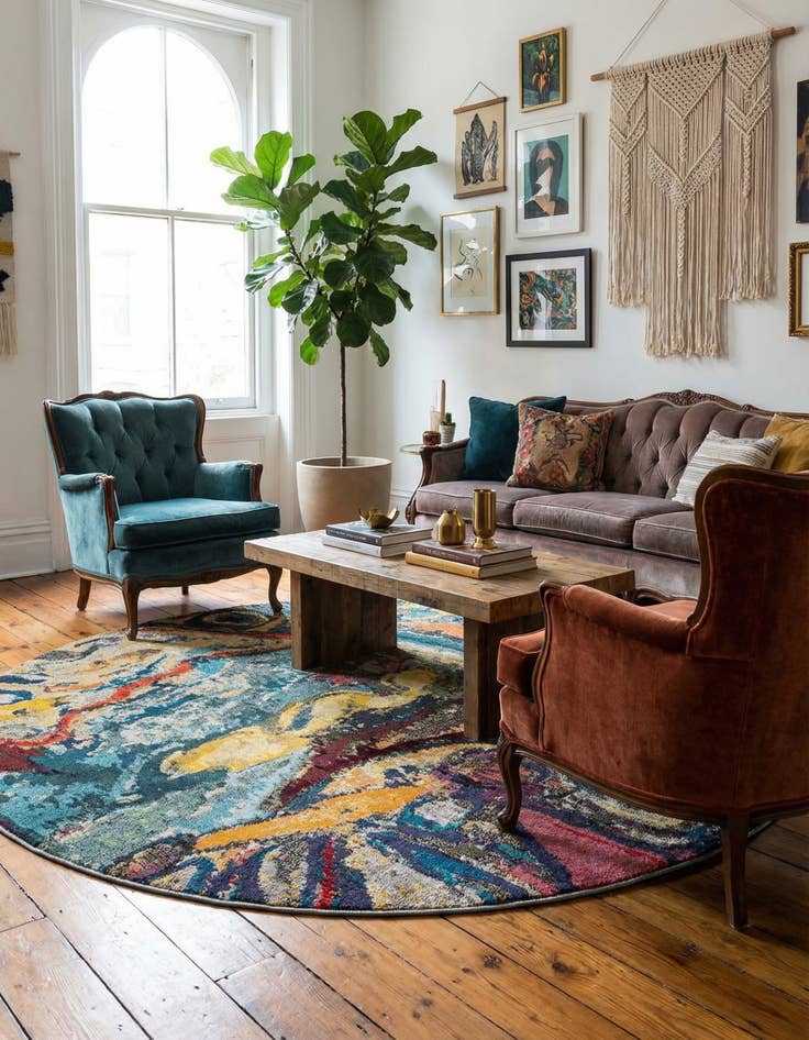 Detail image of 7' 10 x 7' 10  Washable Haerfest Round Rug