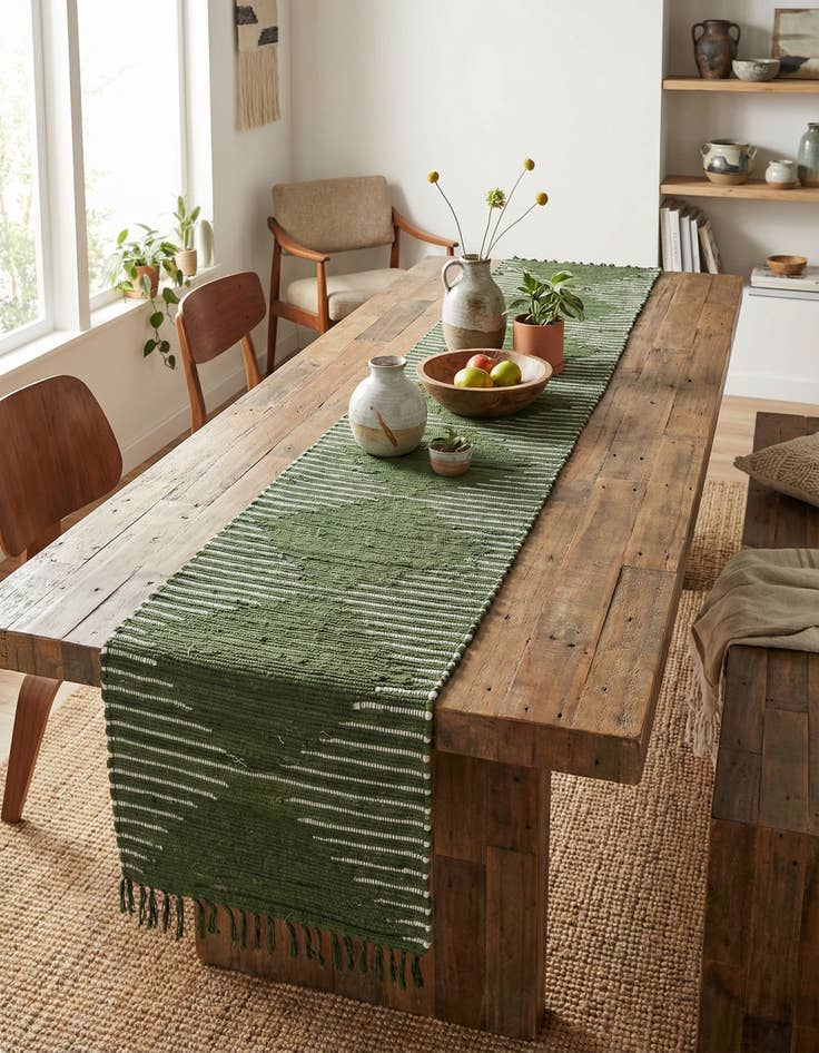 Detail image of 1' 2 x 10' Hand Woven Chindi Cotton Table Runner Rug