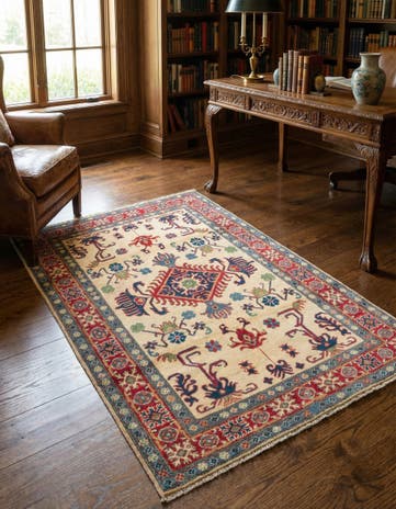 4' x 5' 10 Hand Knotted Kazak Rug