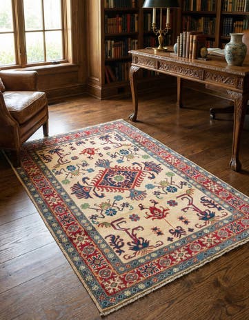 4' x 5' 10 Hand Knotted Kazak Rug