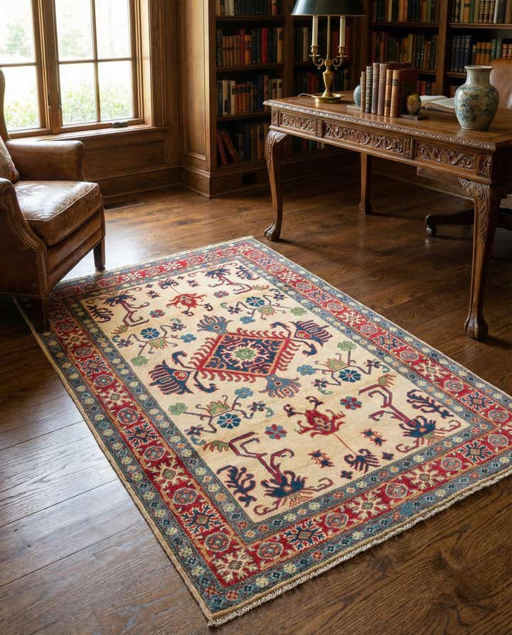 4' x 5' 10 Hand Knotted Kazak Rug