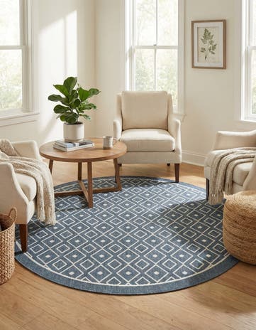 7' x 7' Easy-Clean Lattice Indoor / Outdoor Round Rug