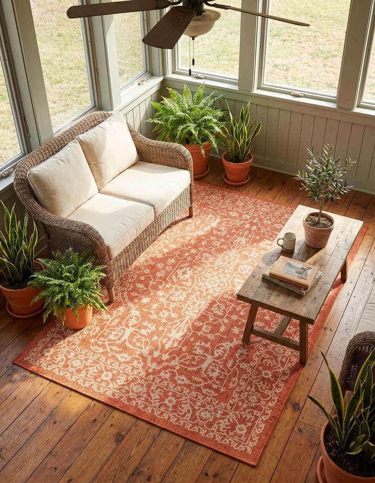 Detail image of 5' x 8' Easy-Clean Botanical Indoor / Outdoor Rug