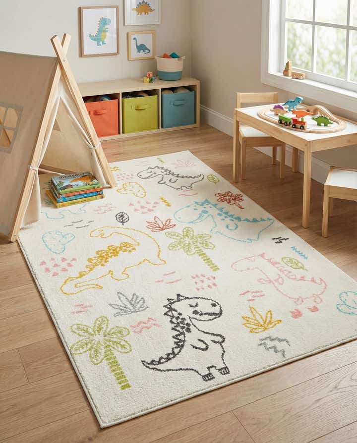 3' 11 x 5' 11 Dinosaur Whimsy Kids Rug