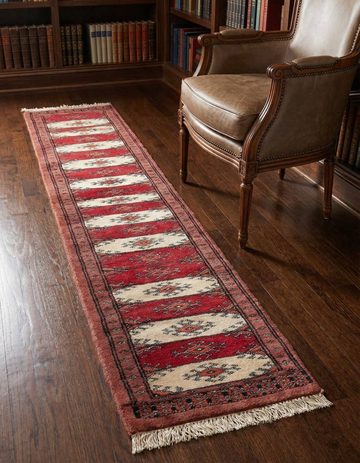 Detail image of 1' x 4' 10 Hand Knotted Bokhara Oriental Wool Runner Rug